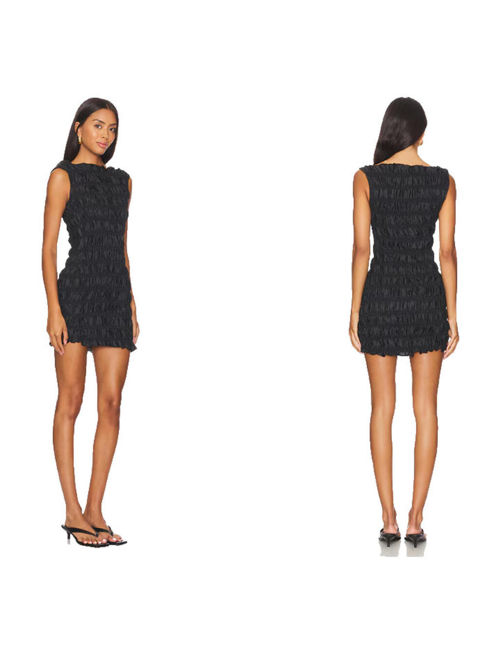 Lioness Guccio Mini Dress Onyx Black Ruched Sleeveless Size S NWT $87MSRP - Picture 2 of 7